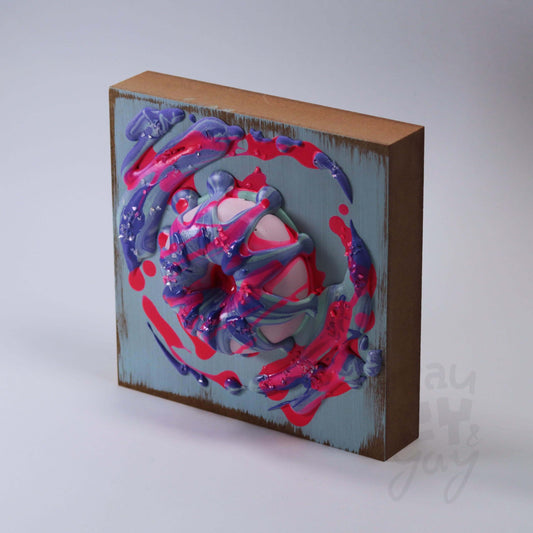 15×15×6 DonART lila blau Massivholz