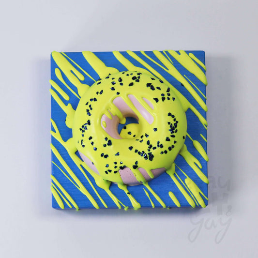 10×10×5,5 DonART gelb blau auf Massivholz