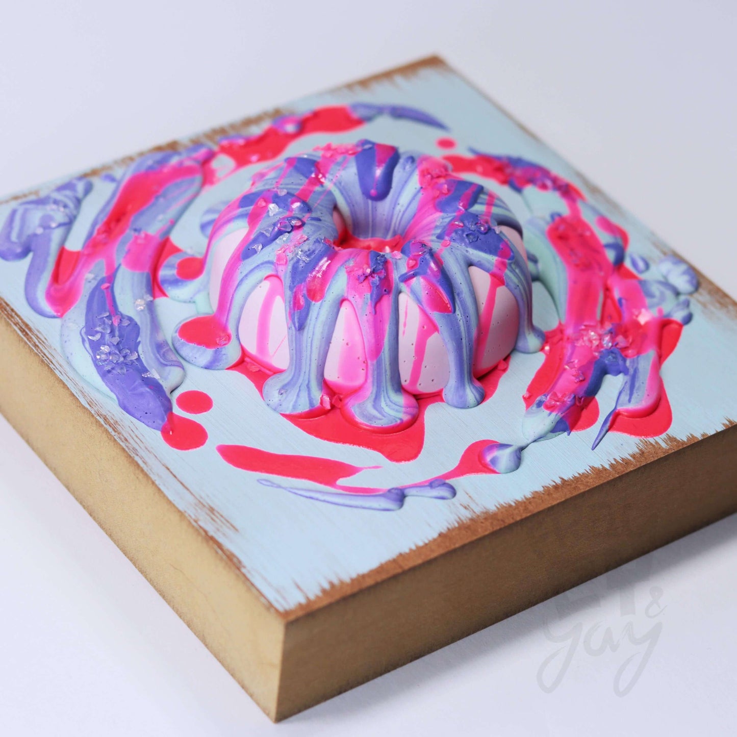 15×15×6 DonART lila blau Massivholz