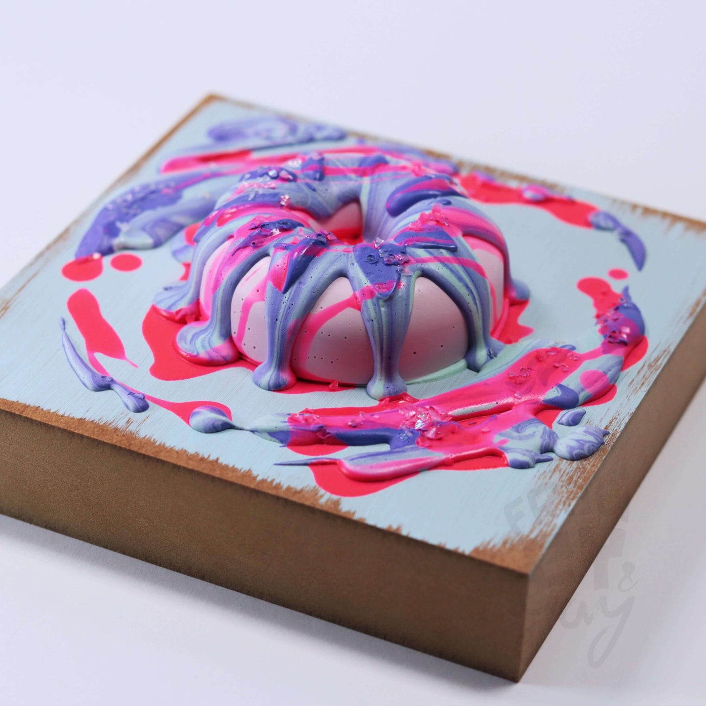 15×15×6 DonART lila blau Massivholz