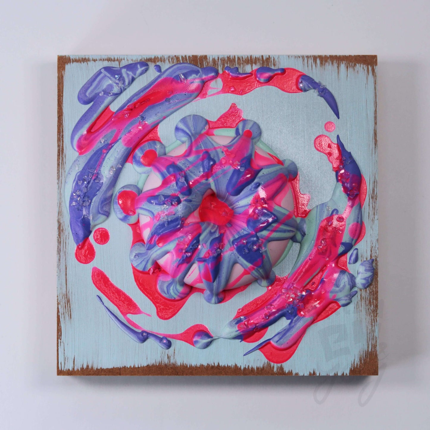 15×15×6 DonART lila blau Massivholz