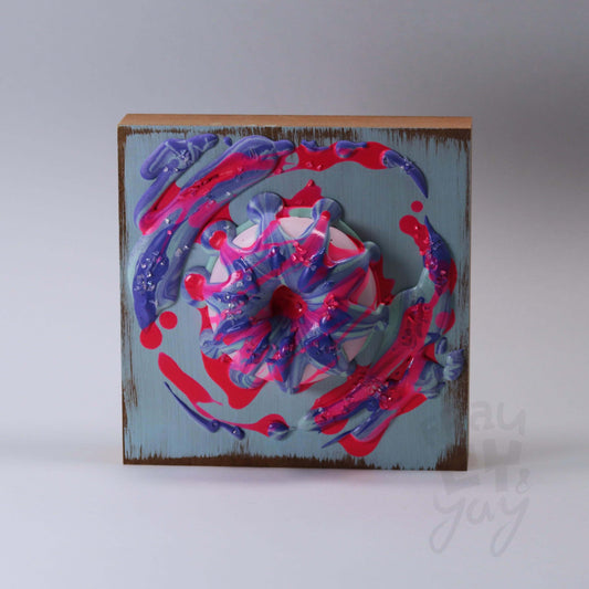 15×15×6 DonART lila blau Massivholz