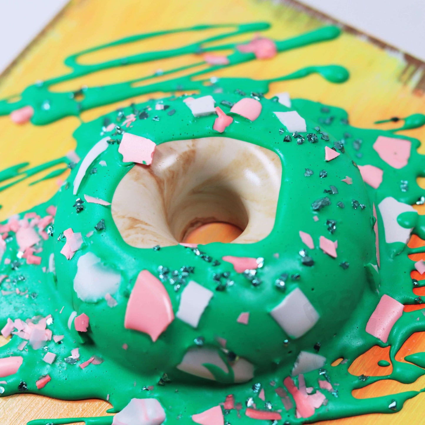 15×15×6 DonART grün gelb Massivholz