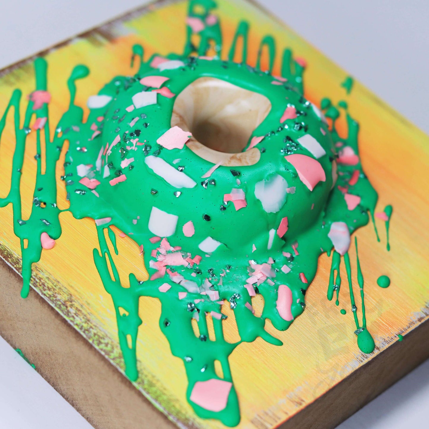 15×15×6 DonART grün gelb Massivholz