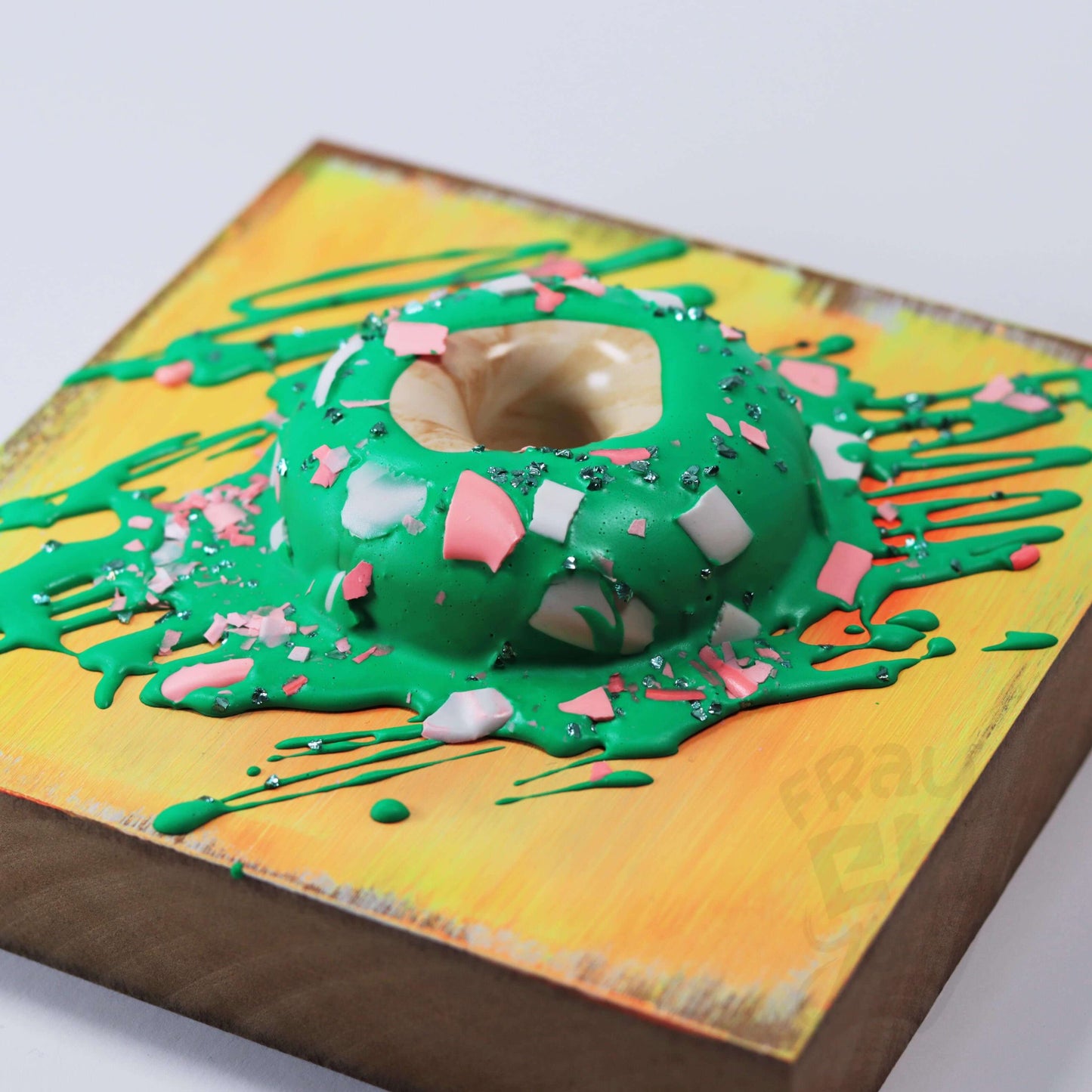 15×15×6 DonART grün gelb Massivholz