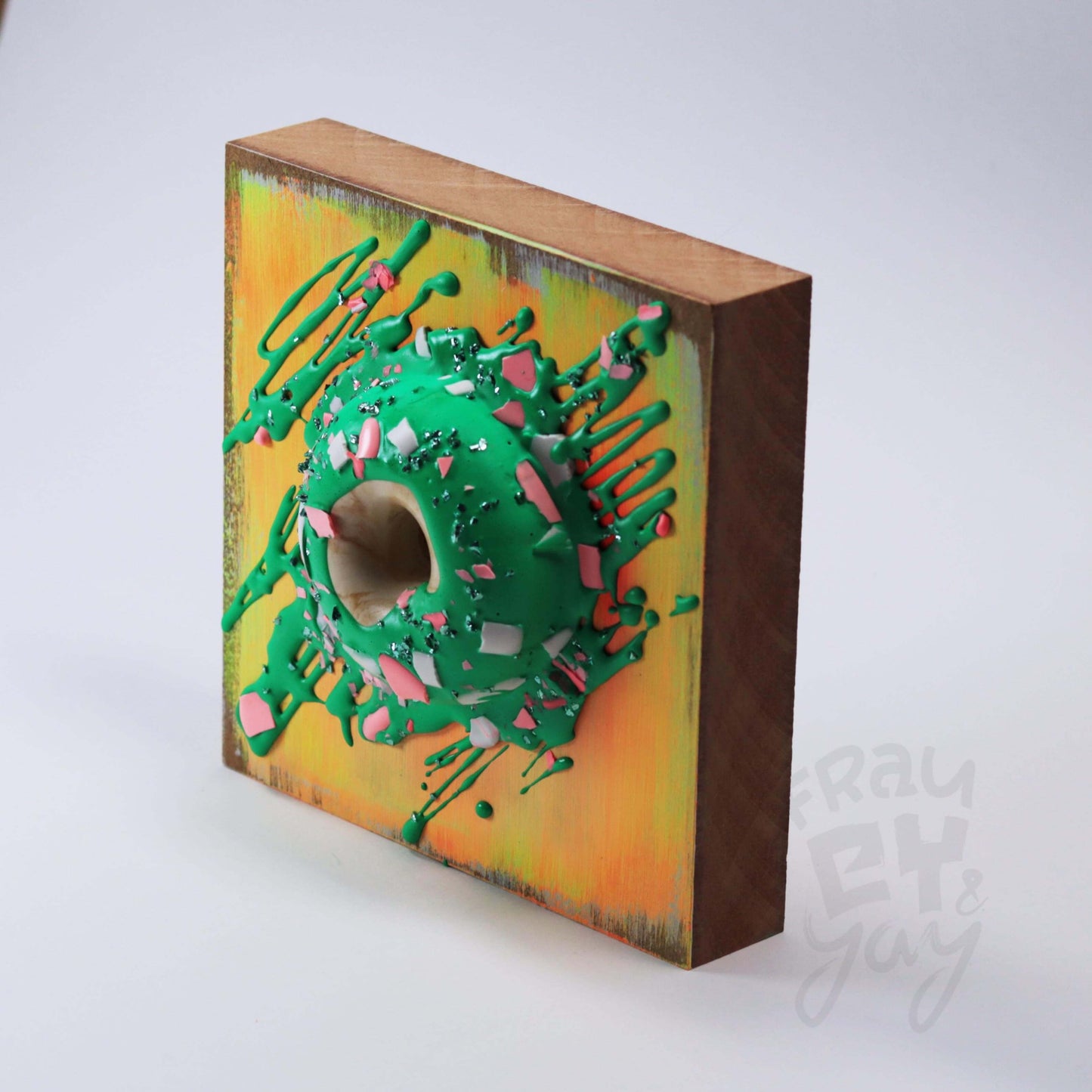 15×15×6 DonART grün gelb Massivholz