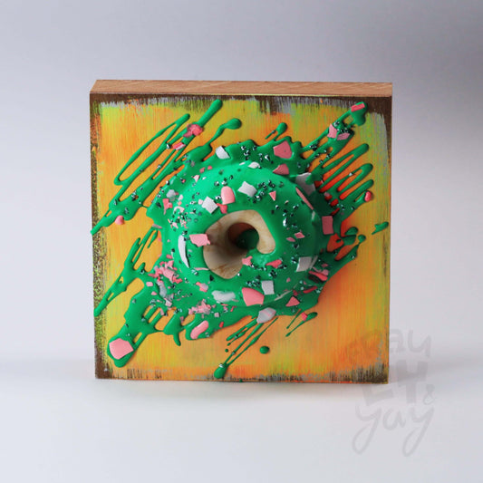 15×15×6 DonART grün gelb Massivholz