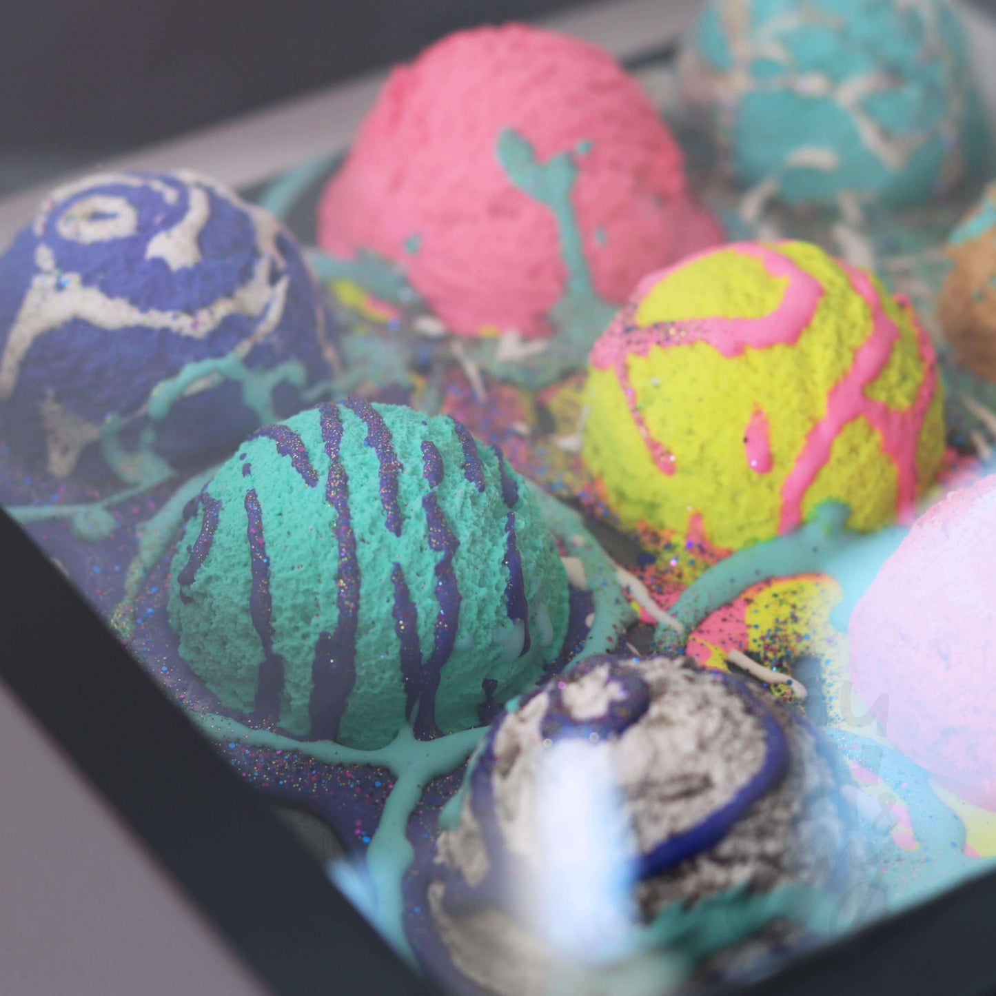 3D Eisplatte Disco-Kugeln im Schaukasten Rahmen