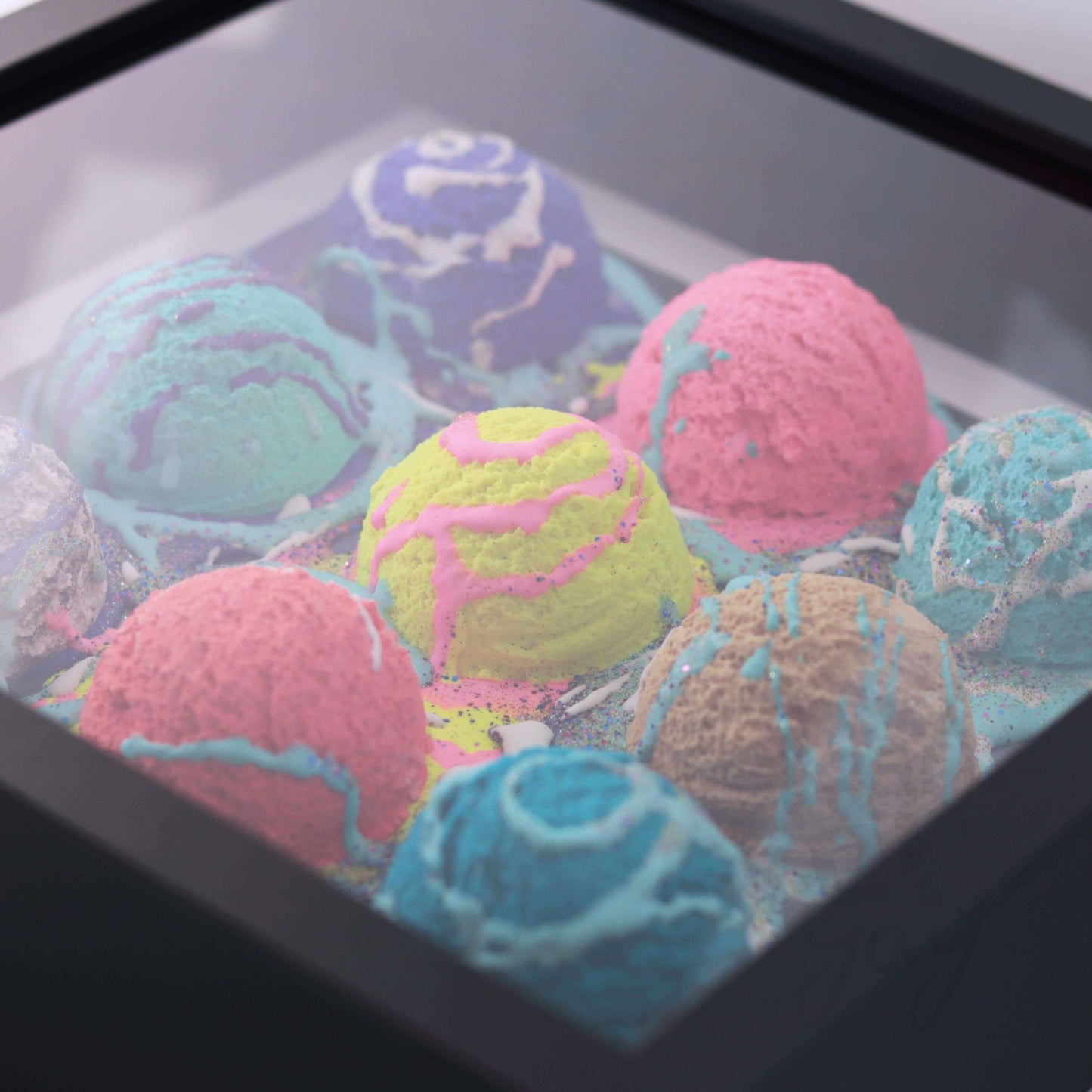 3D Eisplatte Disco-Kugeln im Schaukasten Rahmen