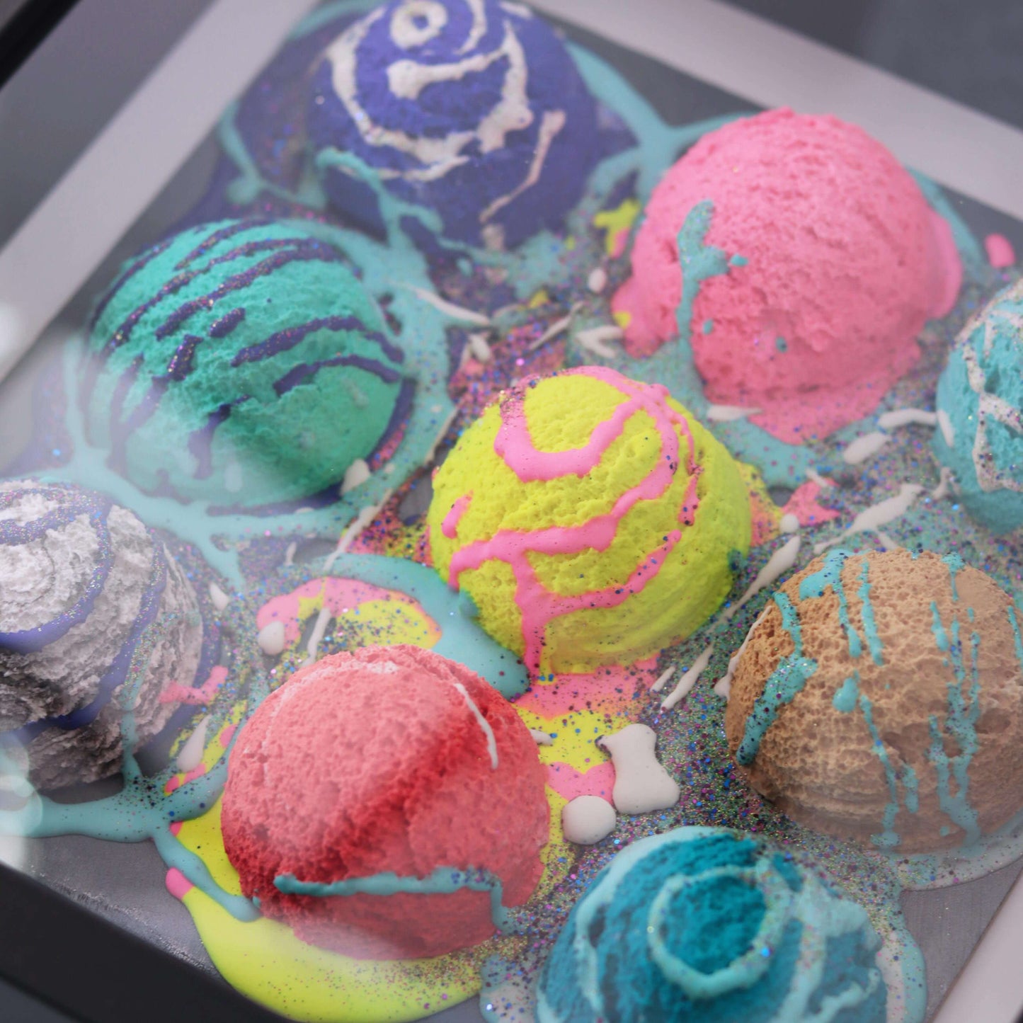 3D Eisplatte Disco-Kugeln im Schaukasten Rahmen