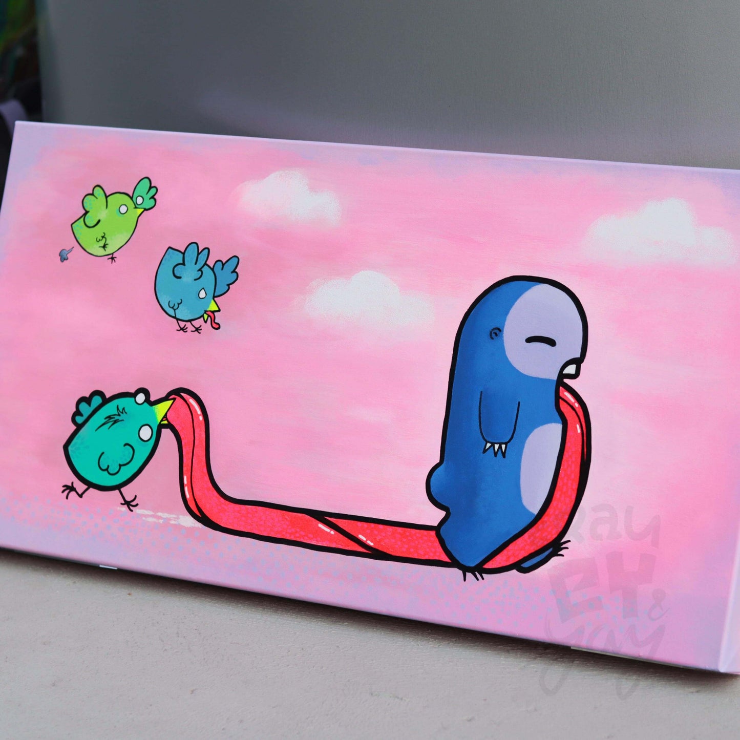 40x80x5 Leinwand - Der Freche Vogel ...