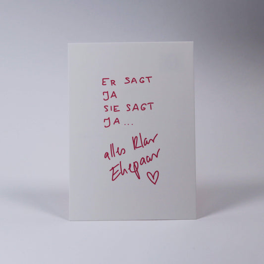 Postkarte Er sagt Ja - Sie sagt Ja ...