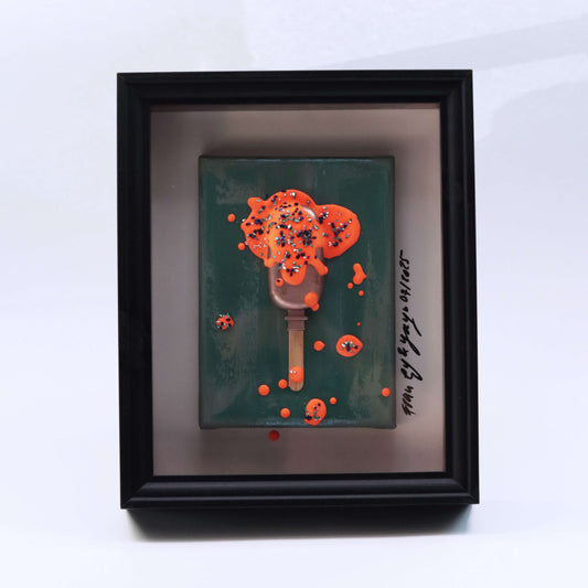 3D Eis Skulptur im Schaukasten Rahmen rosegold